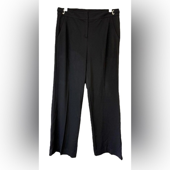 St. John Pants - St. John Women's Wide Leg Dress Pants Black With Gold Metal Accents Size 8